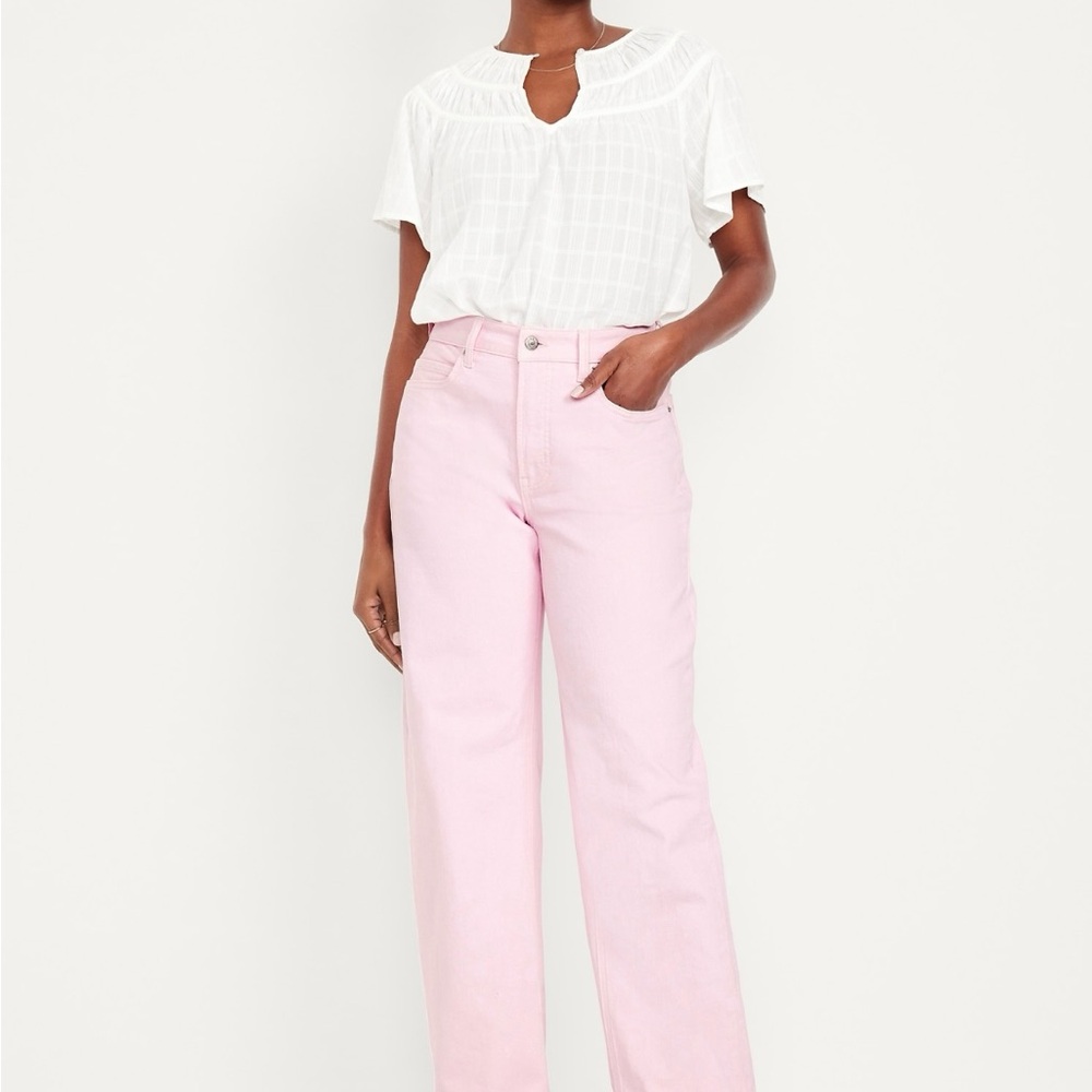 Old Navy Pink Flare Wide Leg Denim